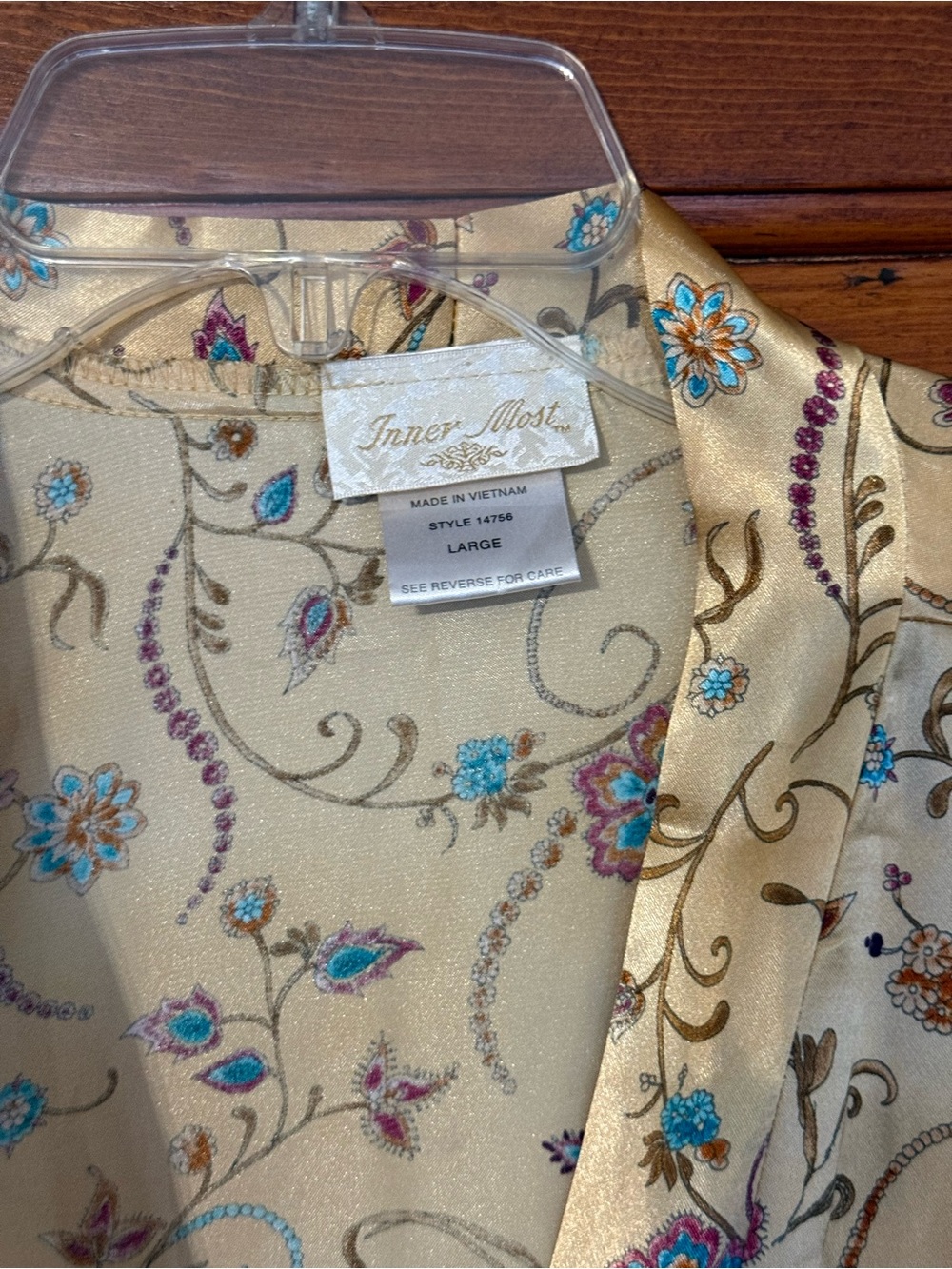 Vintage Floral Satin Kimono Robe & Slip Dress Set By Inner Most - Picture 7 of 13